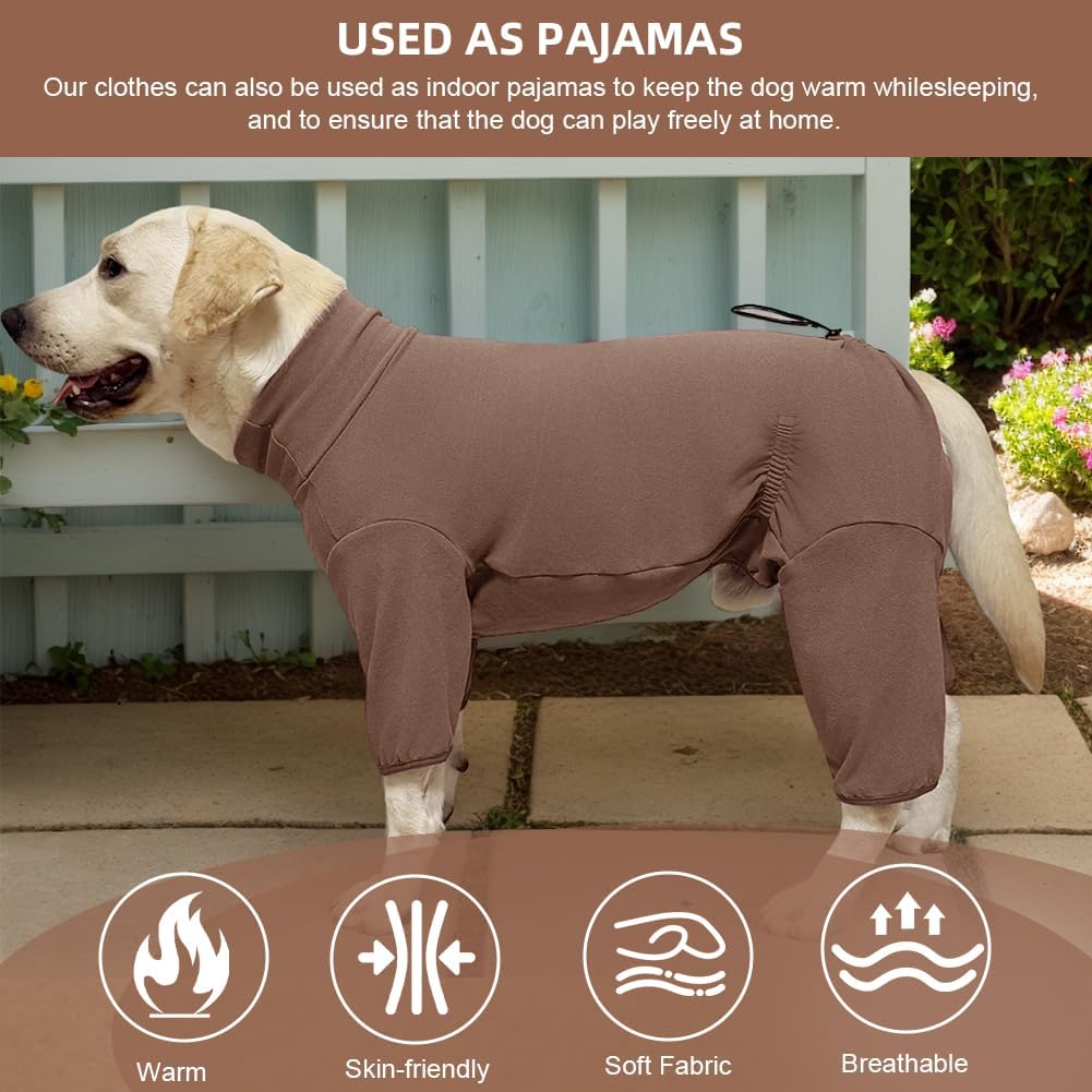 Dog Pyjamas PJS Sweater Clothing and Home Clothing Suitable for Medium to Large Breeds of Dogs, Dog Neutering Suits, Extra-Large Stretch Fabric, Four-Legged Clothes (Thickened Coffee, 2XL)