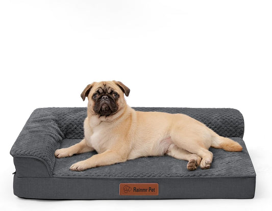 Orthopedic Dog Bed, 3 Inch Memory Foam Dog Beds for Medium Dogs, Washable Removable Cover, Nonskid Bottom, Waterproof Pet Couch for Indoor, Outdoor or Car Use, 35x23 Inches M Dark Grey