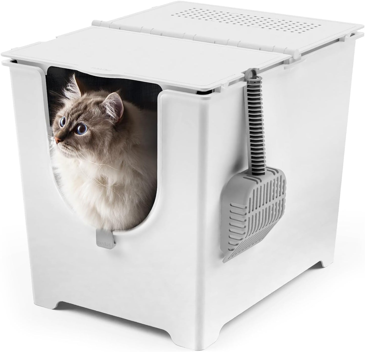 Modkat® Flip Litter Box, Front-Entry, Full Height Seamless Base, Reusable Litter Liner, Sifting Litter Scoop, 2X Bamboo Charcoal Filters