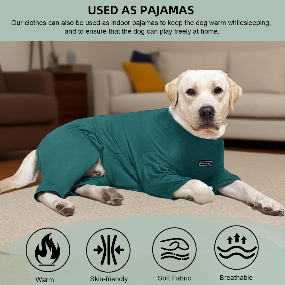 Dog Pyjamas PJS Sweater Clothes and Home Clothing Suitable for Medium to Large Breeds of Dogs, Dog Neutering Suits, Extra-Large Stretch Fabric, Four-Legged Clothes (Thin Dark Green, 4XL)