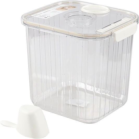 22 Lbs Large Rice Storage Container with Measuring Cup, Clear Pets Food Bin with Seal Locking Lid, Dry Food Flour Bin for Rice, Flour, Pet Food, Baking Supplies