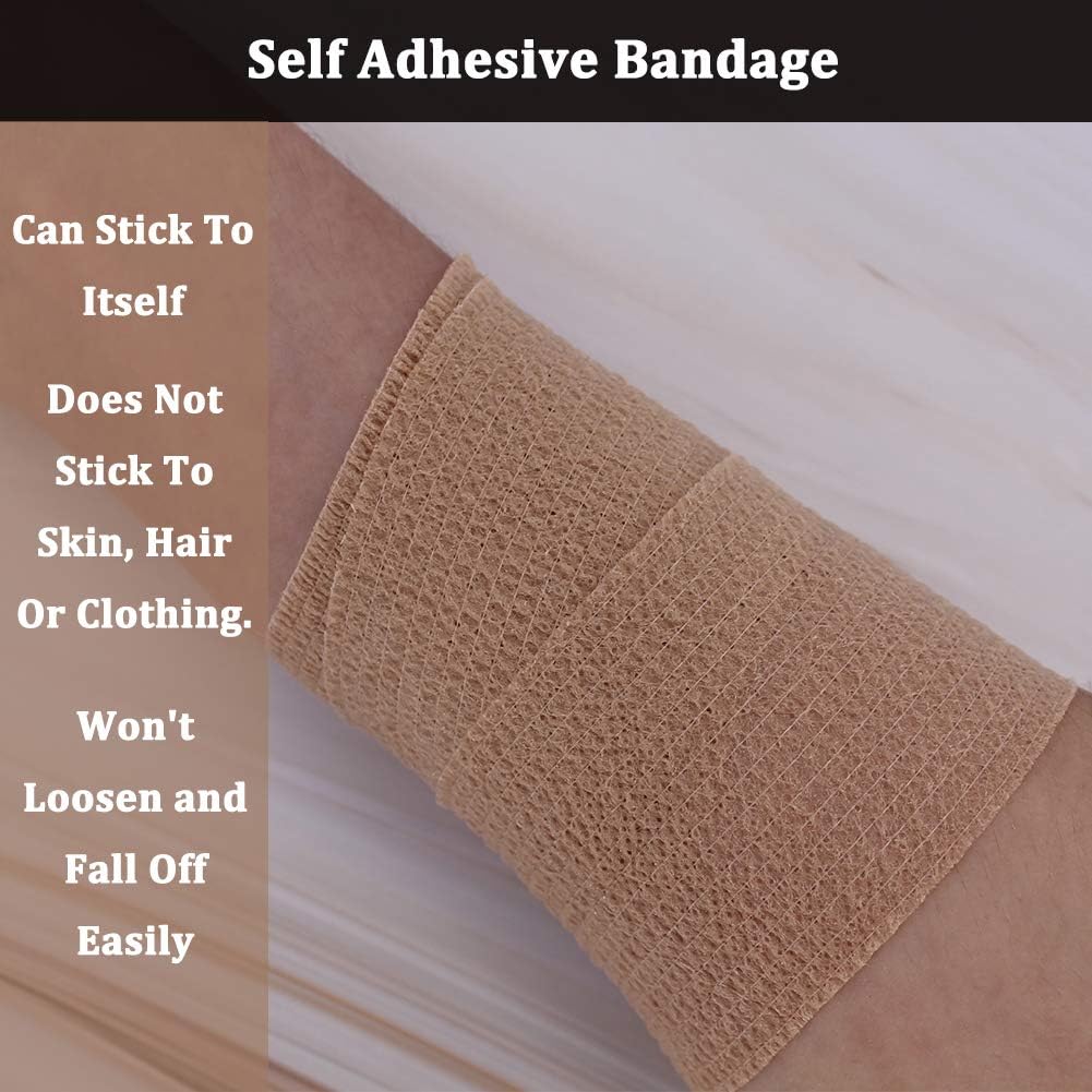 24 Pack Breathable Self Adherent Wrap, Athletic Elastic Non Woven Cohesive Bandage for Sports, First Aid Medical, Wrist, Ankle Sprains, Swelling and Vet Wrap 2 Inch 5 Yards (Rainbow Color).