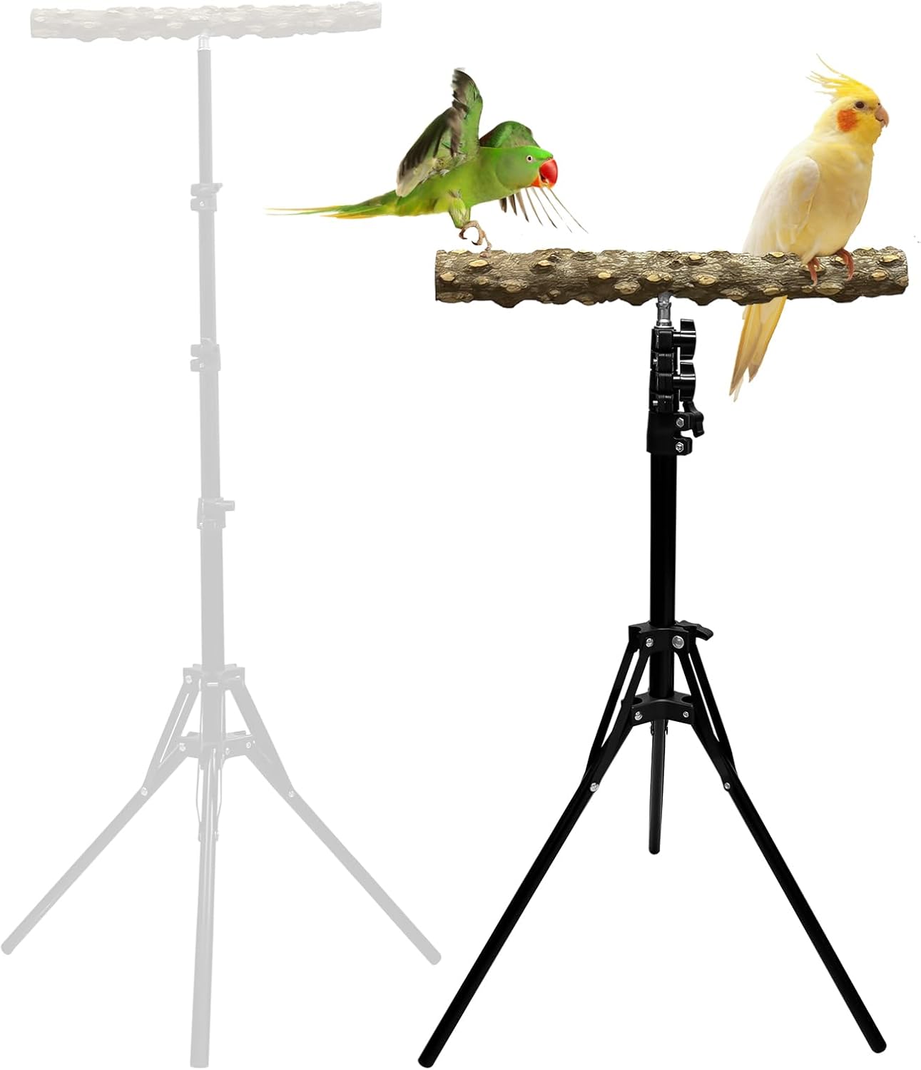 16-63 Inch Height Adjustable Bird Perch Pepper Wood Bird Training Perch Stand Parakeet Perches Indoor and Outdoor Parrot Stands for Small to Medium Bird