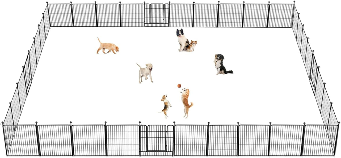 Dog Playpen 32 inch 36 Panels Indoor Outdoor Dog Pen for Medium/Small Dogs Heavy Duty Metal Dog Fence Outdoor for Yard, Puppy Playpen with Door Portable Pet Fence for RV Camping Yard
