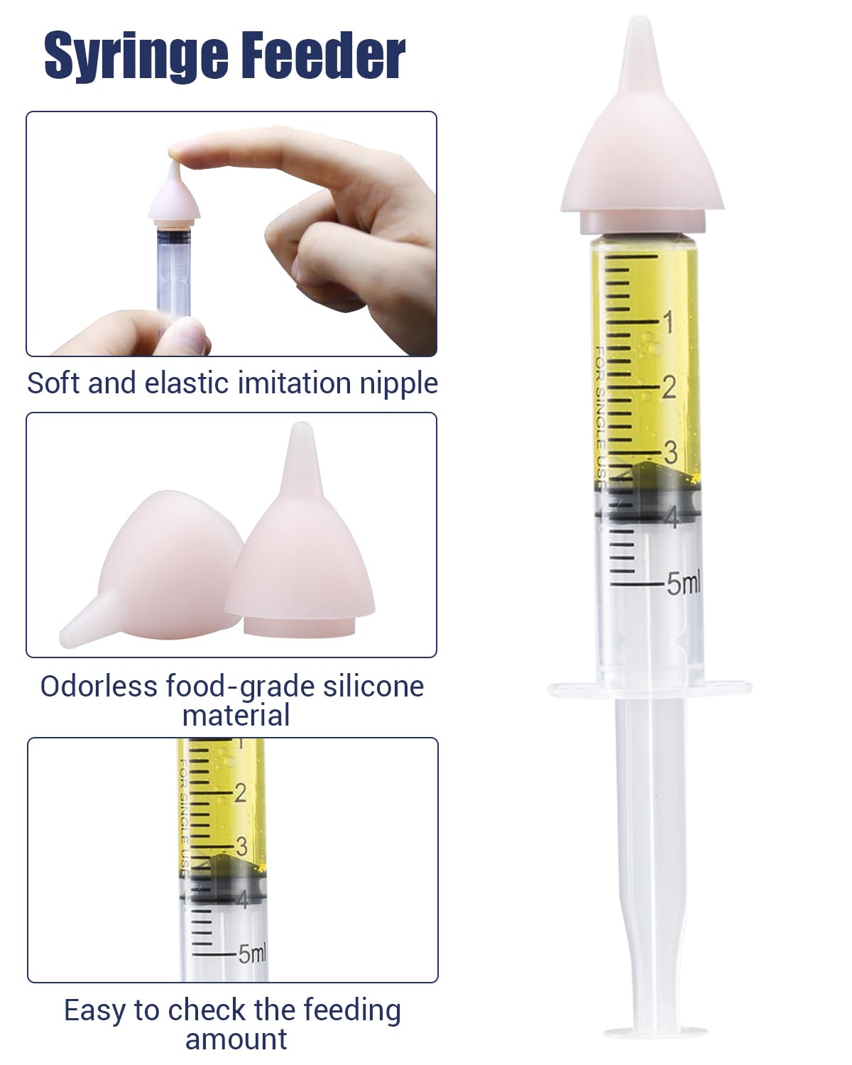 Pet Nursing Bottle, Nursing Bottle Kits, Kitten Bottle Feeding Kit, Fit for Feeding Newborn Puppies, Kitten, with 6 Replacement Nipple for Nursing Puppy Milk