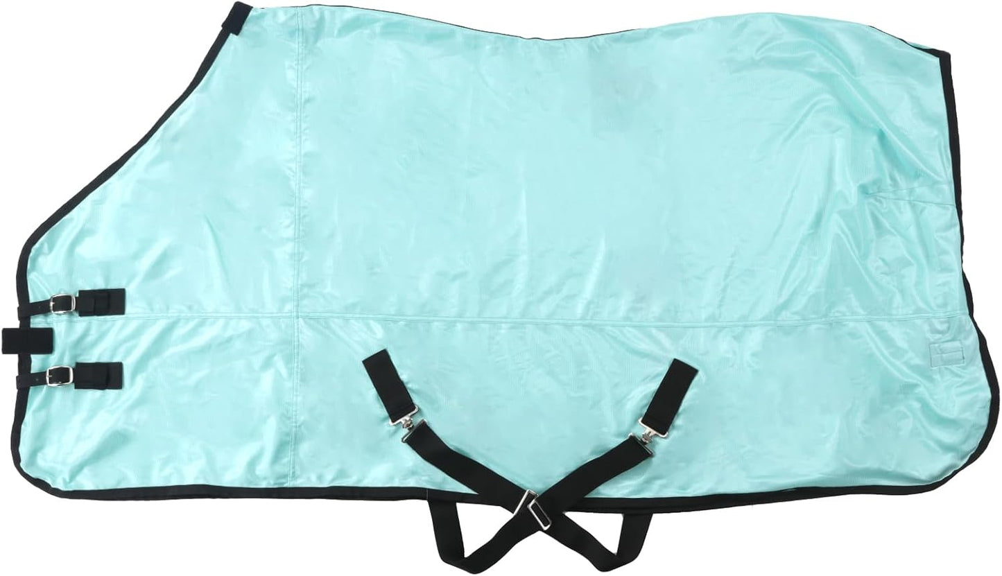 Horse Fly Sheet, Standard Neck Comfy Mesh Fly Sheet for Horses, Equine Summer Sheets UV-Protective Green 69