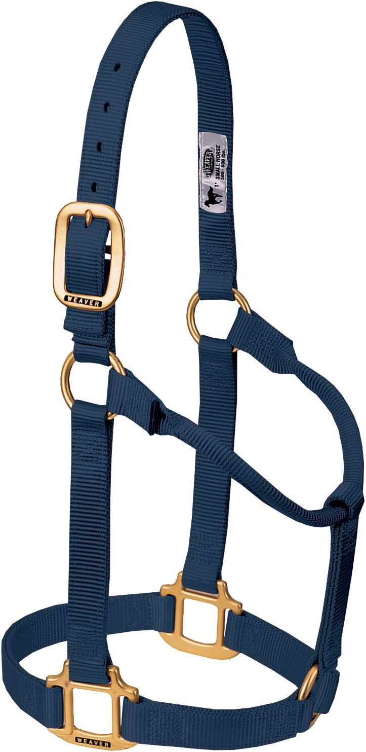 Weaver Equine Nylon Horse Halter, Triple-Ply Cheek Design, Original Non Adjustable Halters for Horses, Equine Tack,Average Size, Black