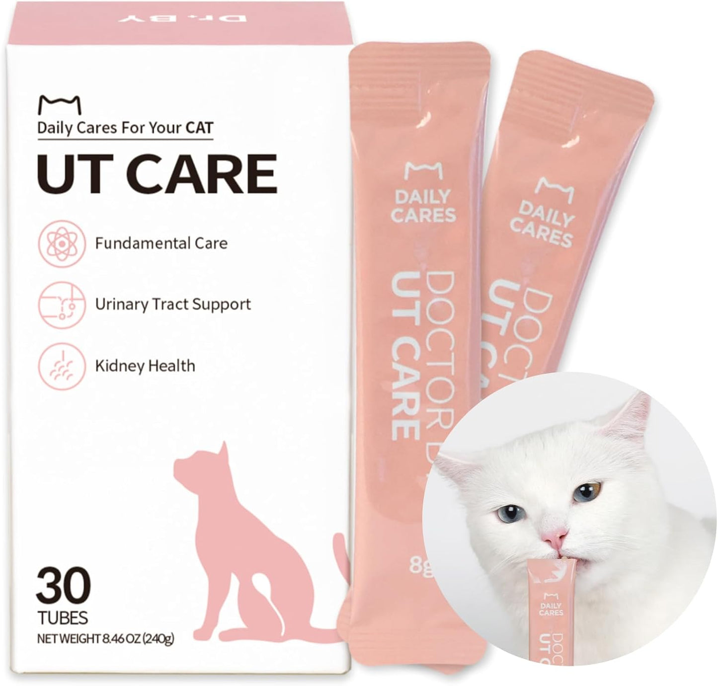 Dr.by UT Care Cat UTI Kidney Support Urinary Supplement Cranberry Treatment for Cats Renal Health with Pacran, Quercetin, Taurine lickable Formula Individually Packaged (1 Pack)