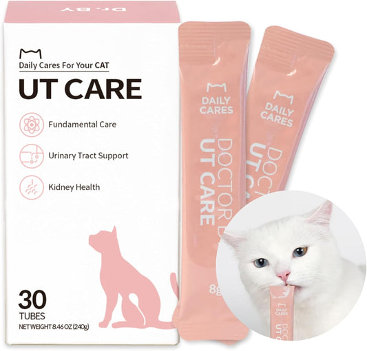 Dr.by UT Care Cat UTI Kidney Support Urinary Supplement Cranberry Treatment for Cats Renal Health with Pacran, Quercetin, Taurine lickable Formula Individually Packaged (1 Pack)
