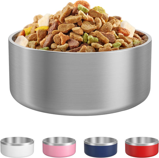 LIANLAI Stainless Steel Dog Bowls, Rust-Resistant Metal Large Dog Bowl, Double-Walled Puppy Water Bowl, Ideal Bowls Large Sized（64 oz）