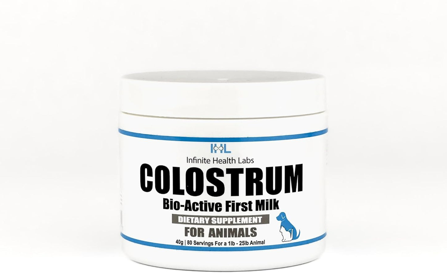 Bio-Active Bovine Colostrum for Dogs, Cats, Puppies, Kittens & Pets - Daily Colostrum Powder Supplement 40g (80 Servings)