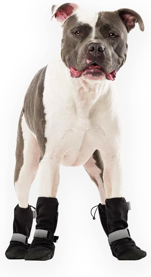 Canada Pooch Dog Winter Boots - Paw Protection, Anti-Slip Dog Shoes with Reflective Strap, Easy On for Small Medium Large Dog Booties - Black, Size 5