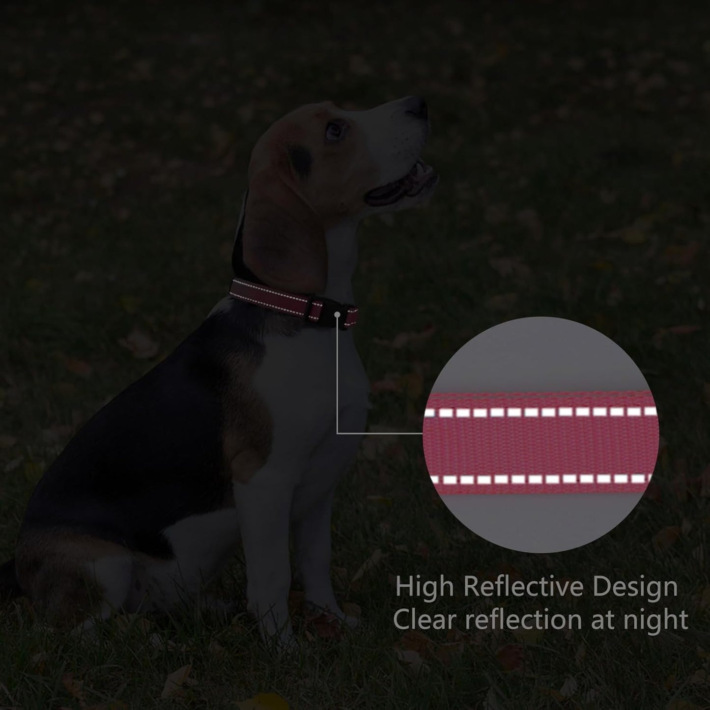 Reflective Dog Collar Padded with Soft Neoprene Breathable Quick Release Basic Dog Collars for Large Dogs Hot Pink Girl