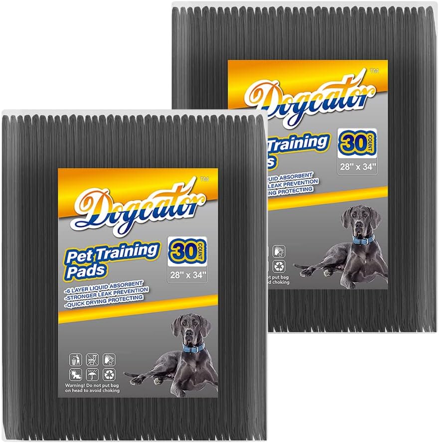 60 Count Charcoal Pee Pads for Dogs, 28"x34" Activated Charcoal Dog Pee Pads, Odorless Potty Pads, XL Disposable Puppy Pads Pet Training Pads
