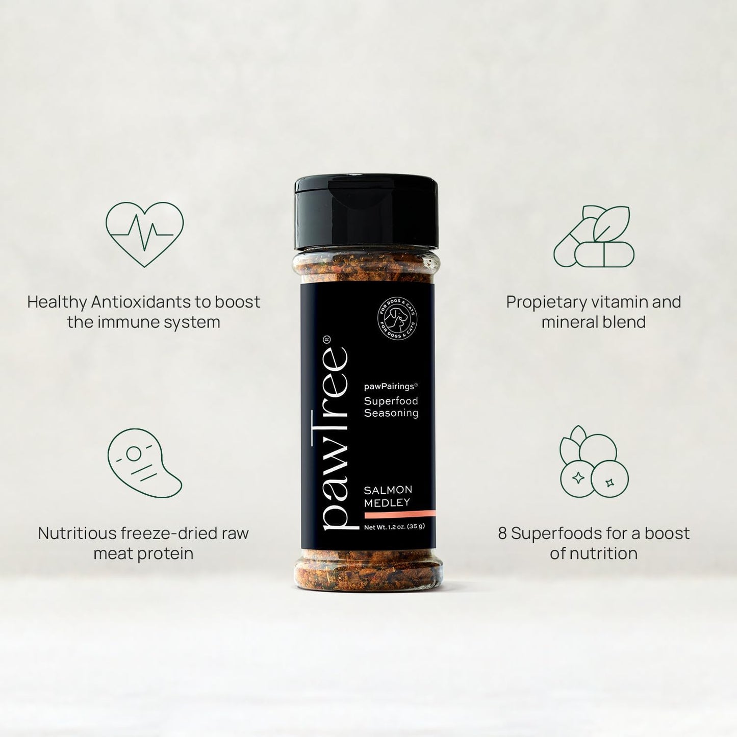 pawTree Healthy Food Toppers for Dogs & Cats - Appetite Booster with Freeze-Dried Proteins. Delicious Pet Food Seasonings and Flavor Enhancer for Picky Eaters & Appetite Stimulation (Salmon)