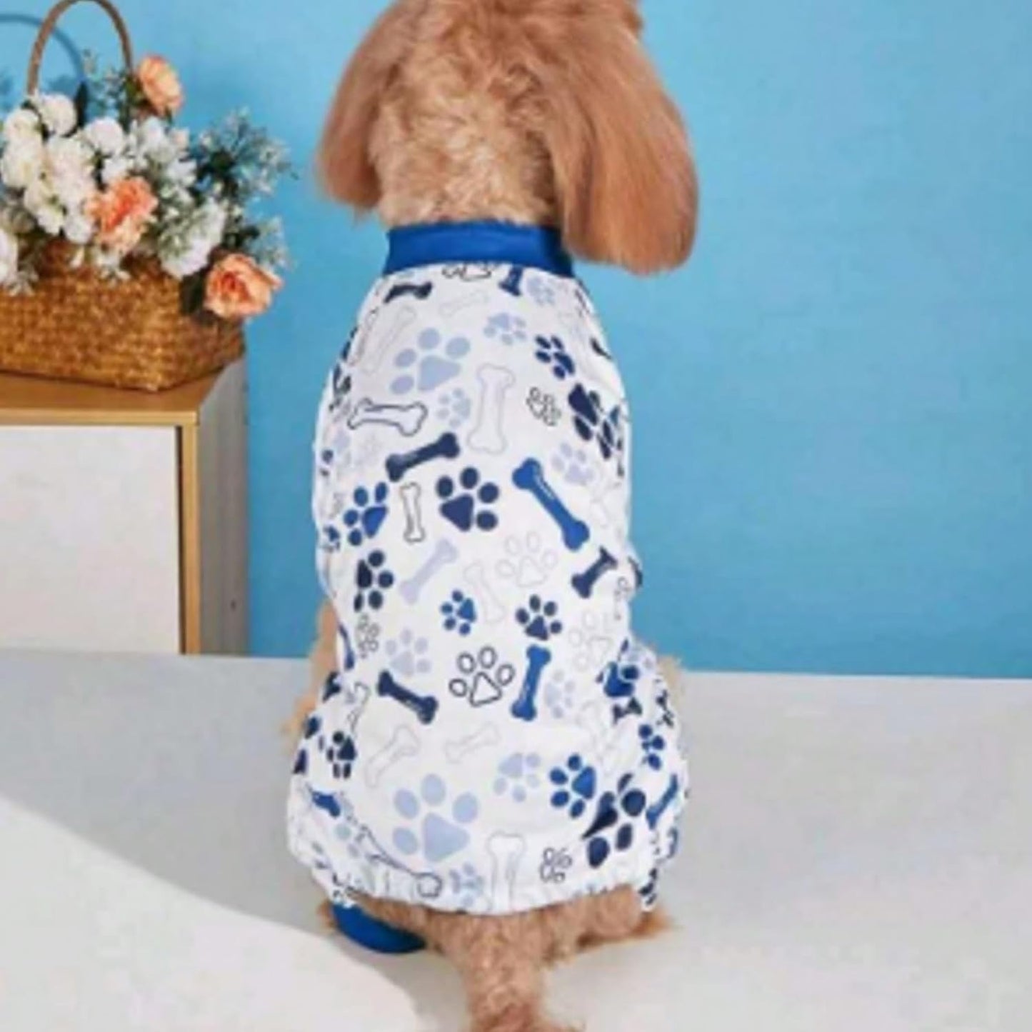Vet-Approved Dog Onesie Pajamas for Small Dog Clothes - Lightweight Soft Stretchy Puppy Outfit - Certified Hypoallergenic Comfort Anxiety-Reducing (Blue, X-S)