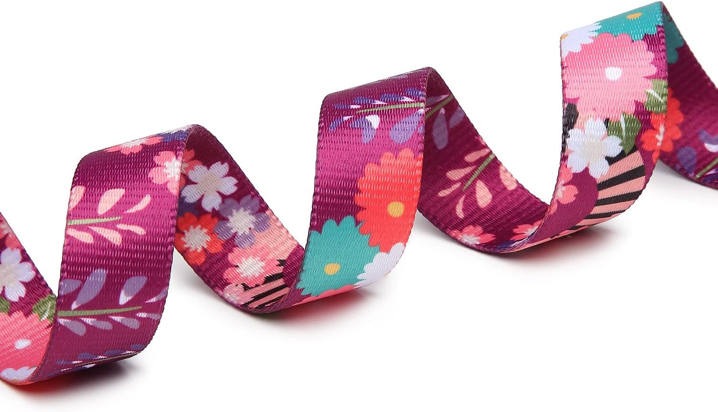 Mercano Adjustable Dog Collar - Special Design Patterns, Soft Nylon Comfortable Durable Pet Collar for Small Medium Large Dogs (XS, Colorful Flower)