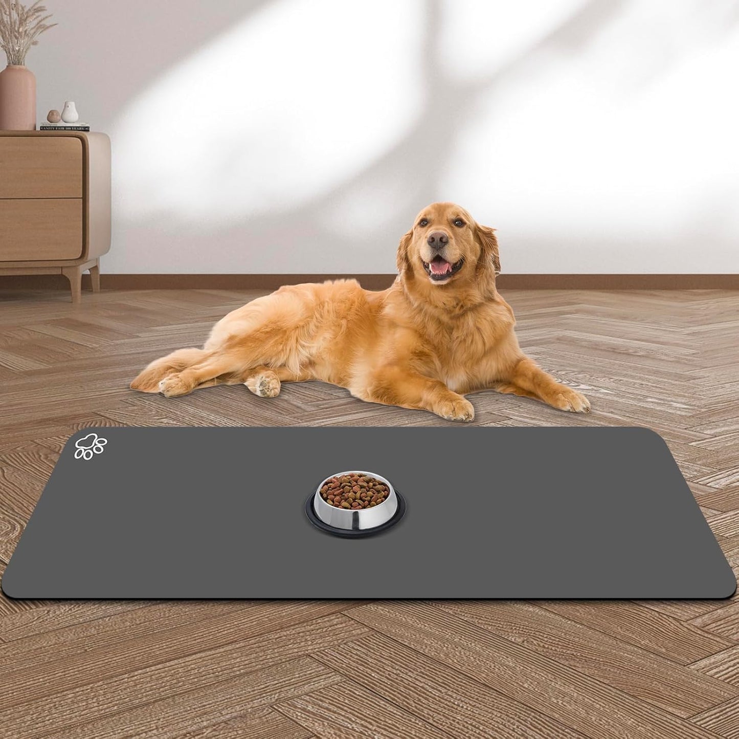Large Pet Feeding Mat, Absorbent Quick Dry Dog Mat for Food and Water Bowl, Non Skid Cat Bowl Mat, No Stains Quick Dry for Pet Water Dispenser Pet Supplies for Messy Drinkers