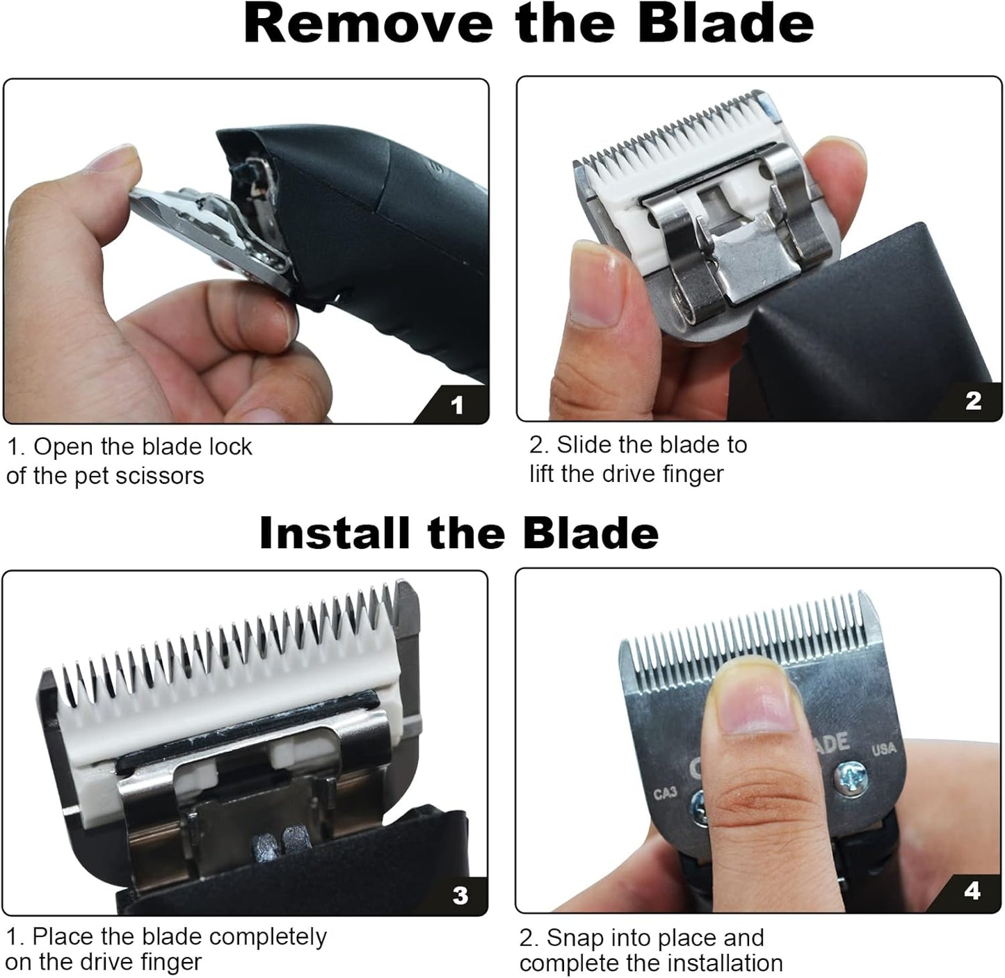 2PC 7FC Blade Dog Grooming Clipper Blade Compatible with Andis Dog Clipper/Oster A5/Wahl KM-10 Series,Ceramic Blade & Stainless Steel Blade