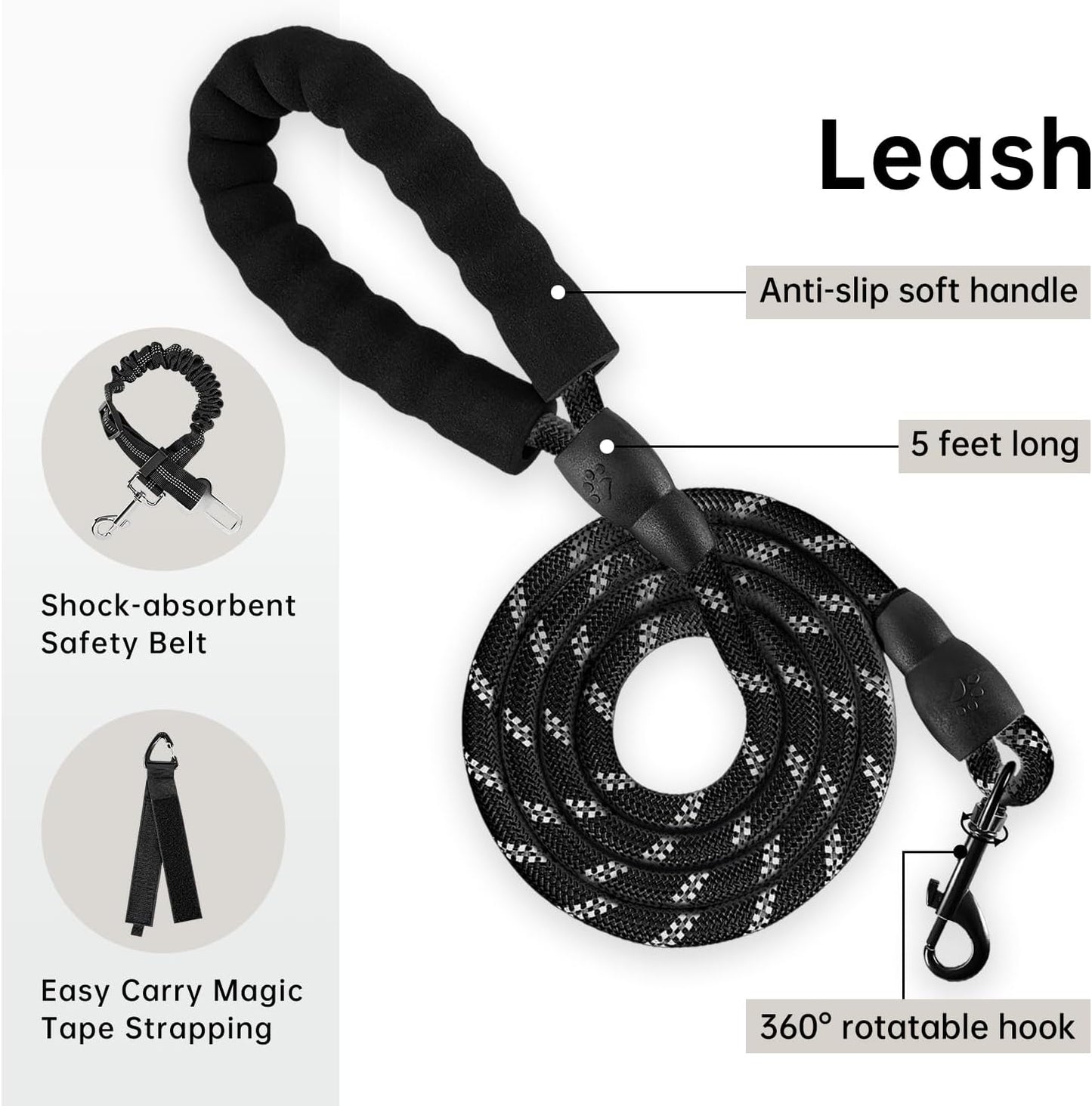 IVY&LANE No Pull Dog Harness with Leash Set, Reflective No Choke Pet Vest,Adjustable Oxford Dog Vest Harness with Easy Control Handle for Large Dogs (Vintage Blue,L)
