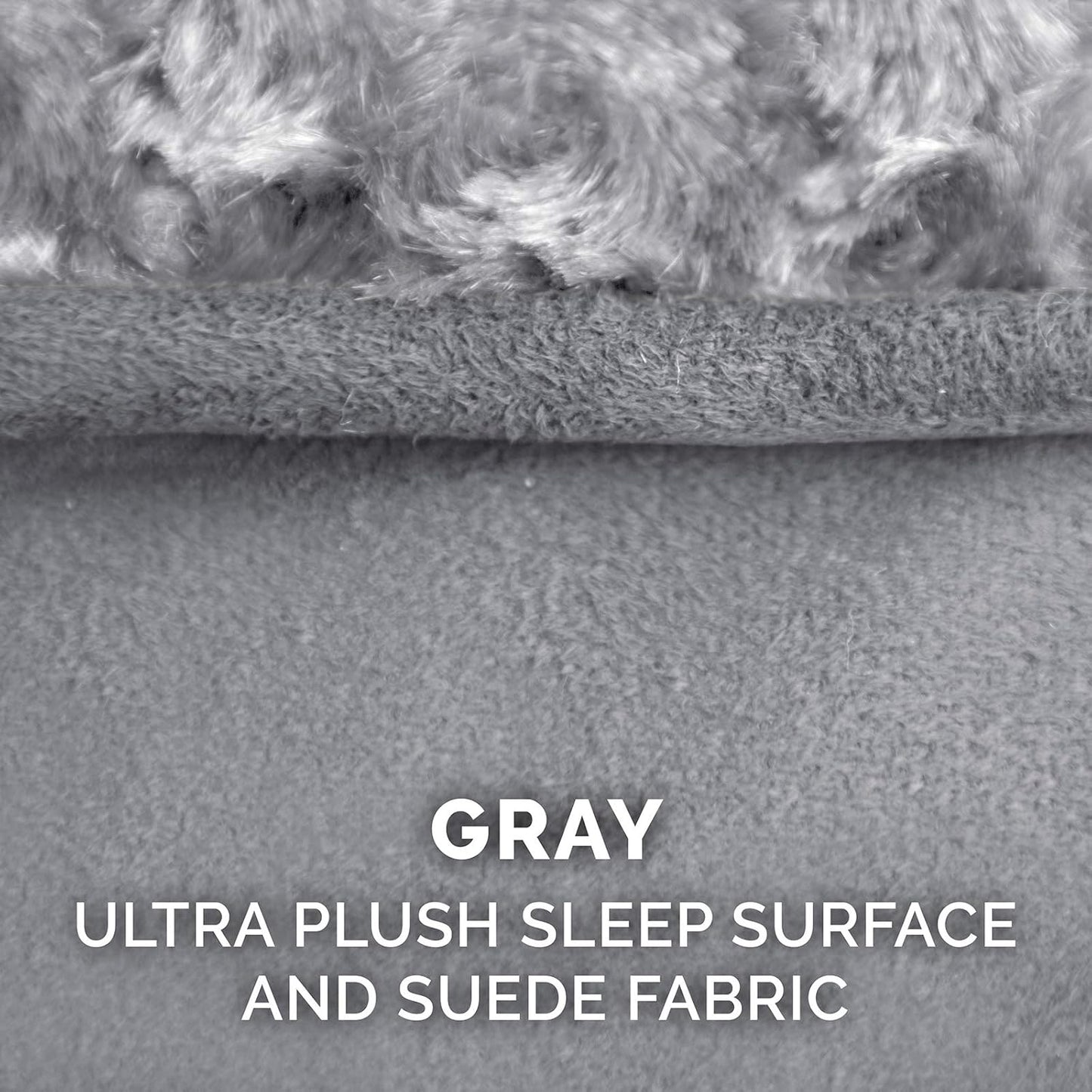 Furhaven Orthopedic Dog Bed for Extra Large Dogs w/ Removable Washable Cover, For Dogs Up to 180 lbs - Ultra Plush Faux Fur & Suede Luxe Lounger Contour Mattress - Gray, Giant/XXXL