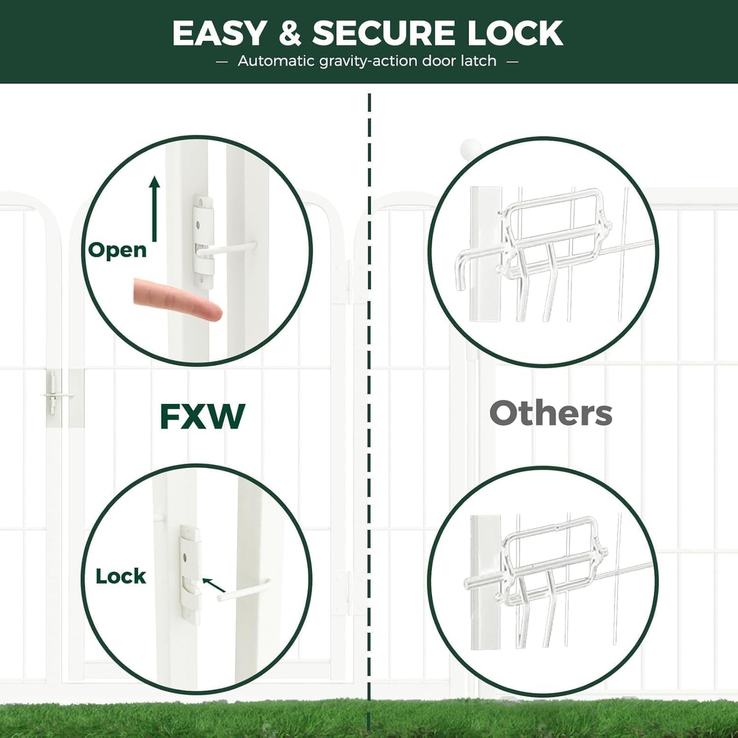 FXW Rollick Unleashed Dog Playpen for Indoor, Yard, RV Camping, 45 inch 48 Panels for Large Dogs, White│Patented