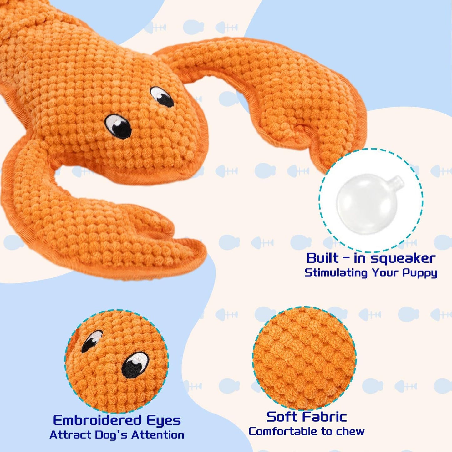 Squeaky Dog Toy No Stuffed Dog Toys,Lobster Puppy Toys for Small Medium Large Breed pups Teething Interactive Toy to Keep Them Busy, Best Christmas Birthday Gift