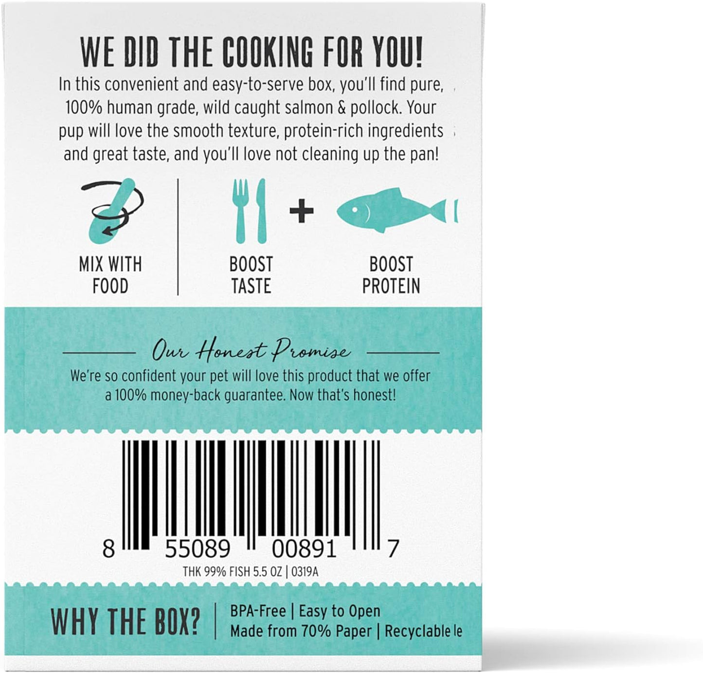 The Honest Kitchen Human Grade Grain Free Meal Booster: 99% Salmon & Pollock (12 pack), 5.5 oz