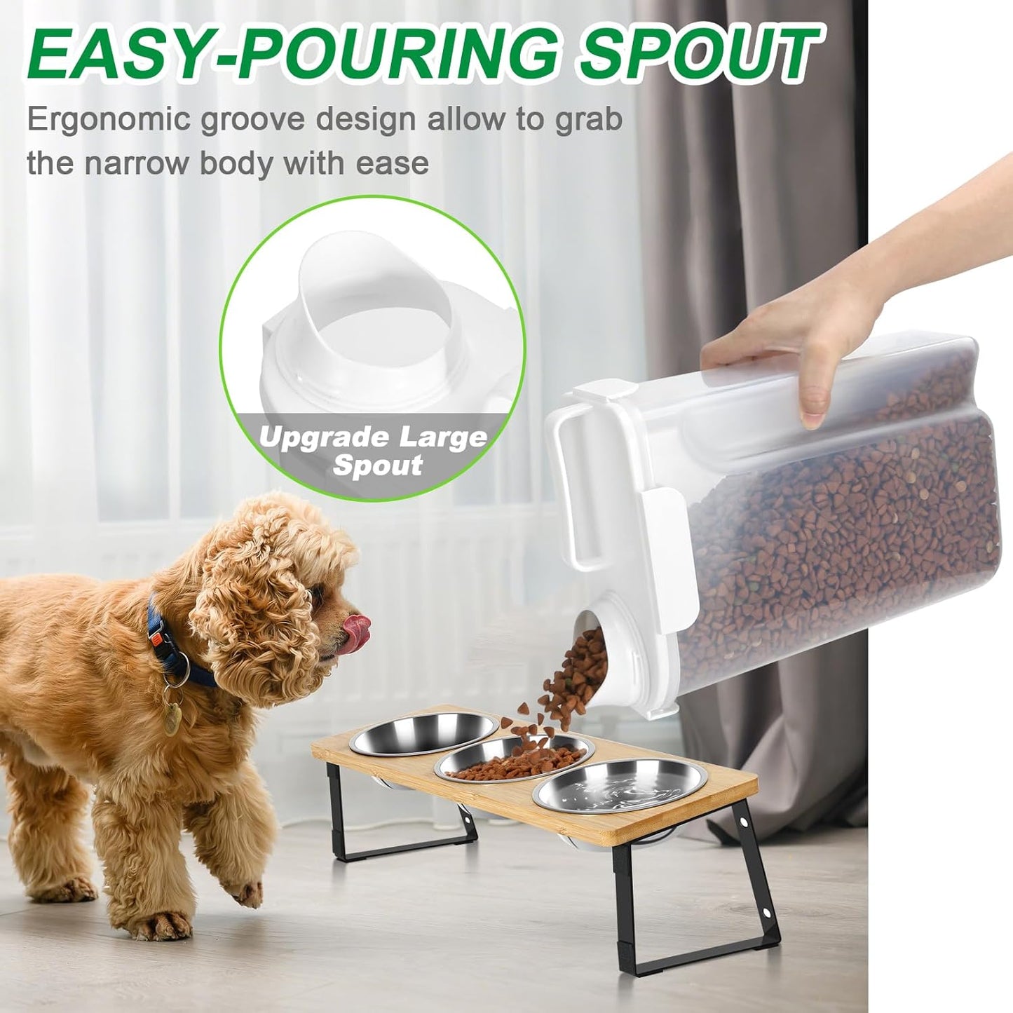 TBMax Dog Food Storage Container 5-7 lbs, Airtight Cat Food Container with Larger Spout & Measuring Cup, Portable Pet Food Storage Dispenser for Small Animal Kibble Storage, Bird Seed Container
