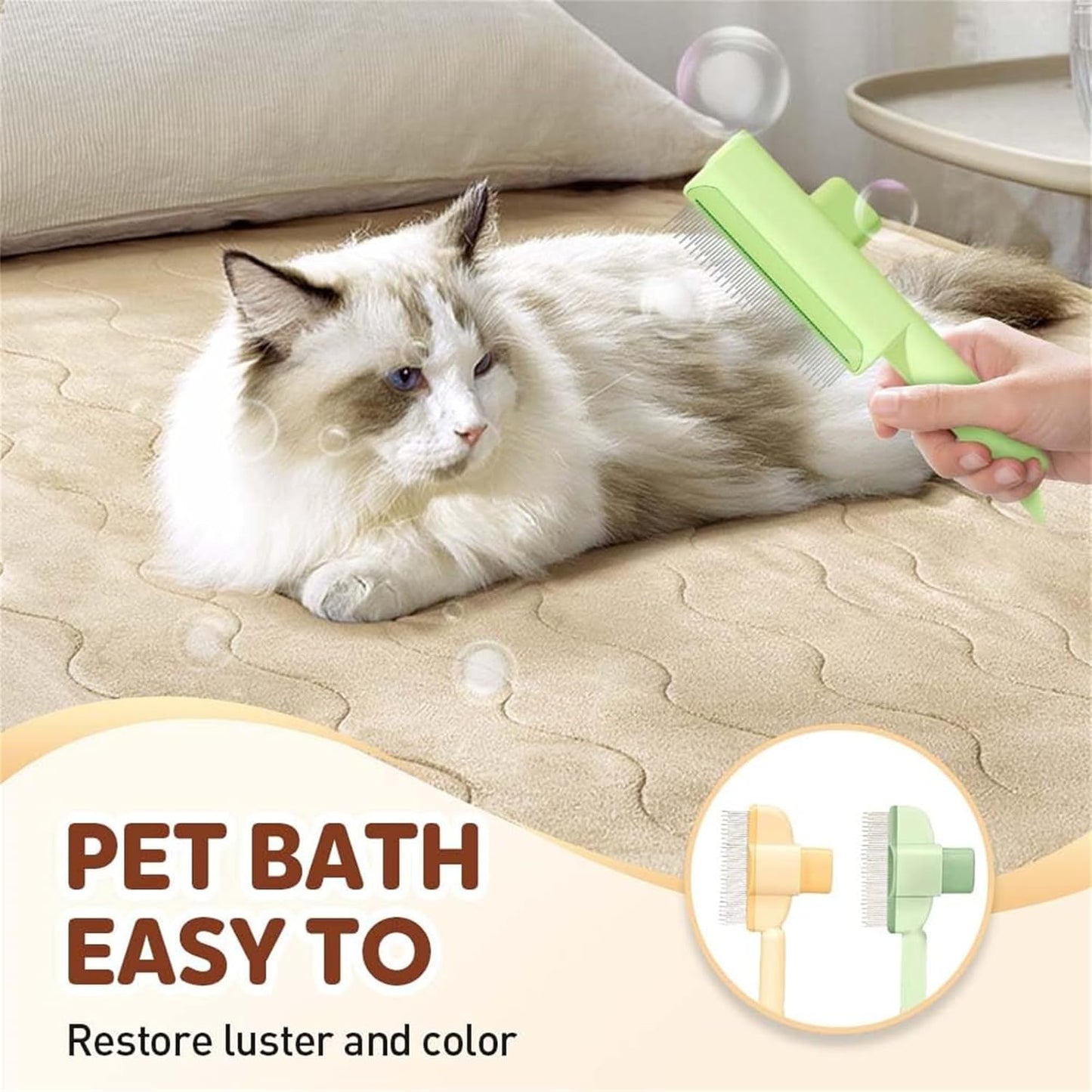 Avatore Zenbrush Cat Comb, Zen Brush for Cats, 2025 Upgraded Cat Brush with Release Button, Flea Comb for Cats, Click Self Cleaning Pet Hair Removal Combs
