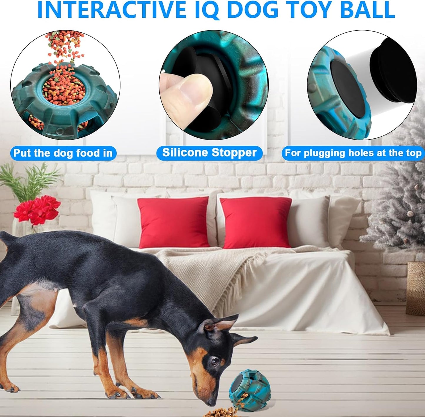 Yipetor Frozen Treat Dispensing Dog Toy - Large Chew Toy, Freezable Fillable Rubber, Reduces Anxiety, Easy to Clean, Interactive Puzzle (Medium)