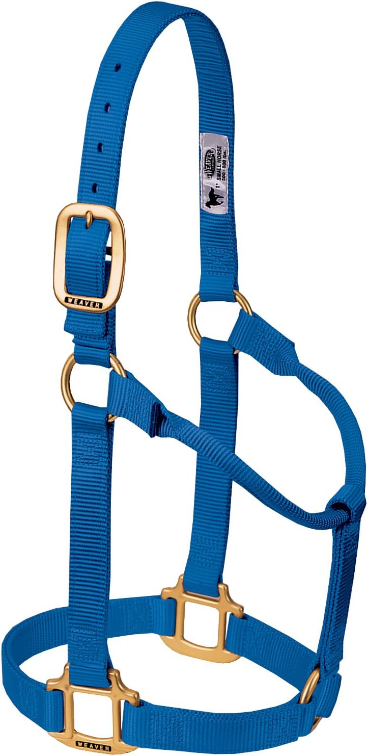 Weaver Equine Nylon Horse Halter, Triple-Ply Cheek Design, Original Non Adjustable Halters for Horses, Equine Tack,Average Size, Black