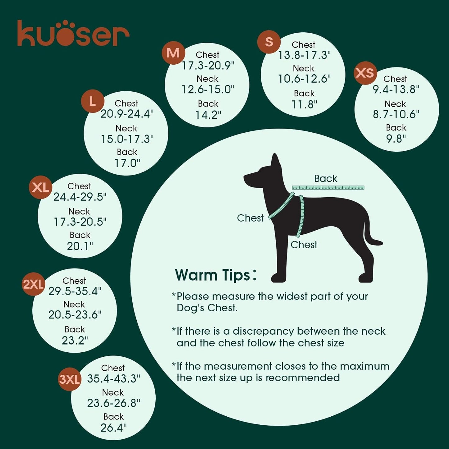 Kuoser Warm Dog Coat, Waterproof Dog Coats for X-Small Dogs, Adjustable Durable Doggie Winter Jacket Reversible Cozy Puppy Cold Weather Apparel from Small to Large Breed, Rose XS