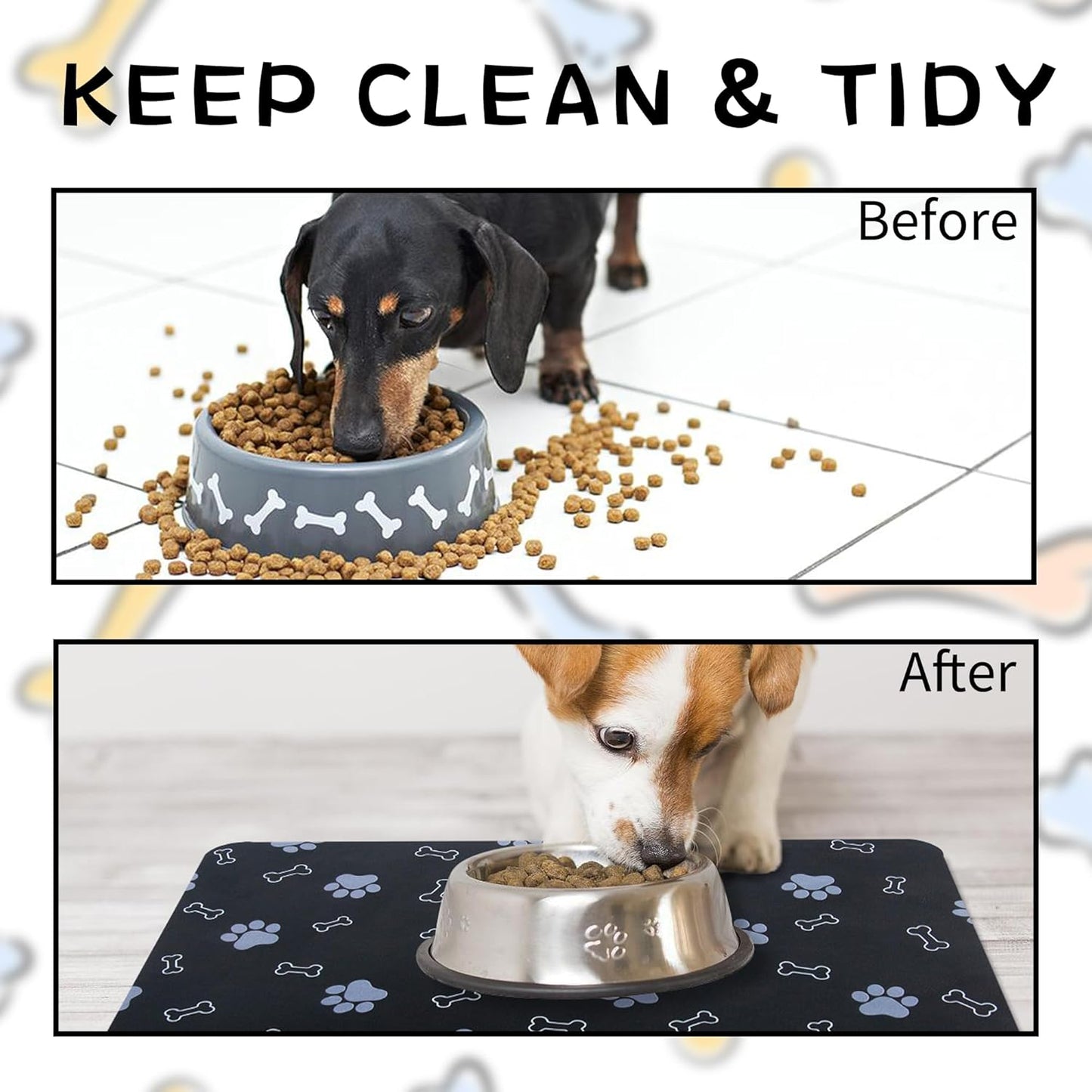 Pet Cat Dog Food Mat Non Slip Mat for Dog Water Bowl Mat Quick Dry Absorbent Cat Feeding Mat, 24 * 16.9 in, Dark Grey