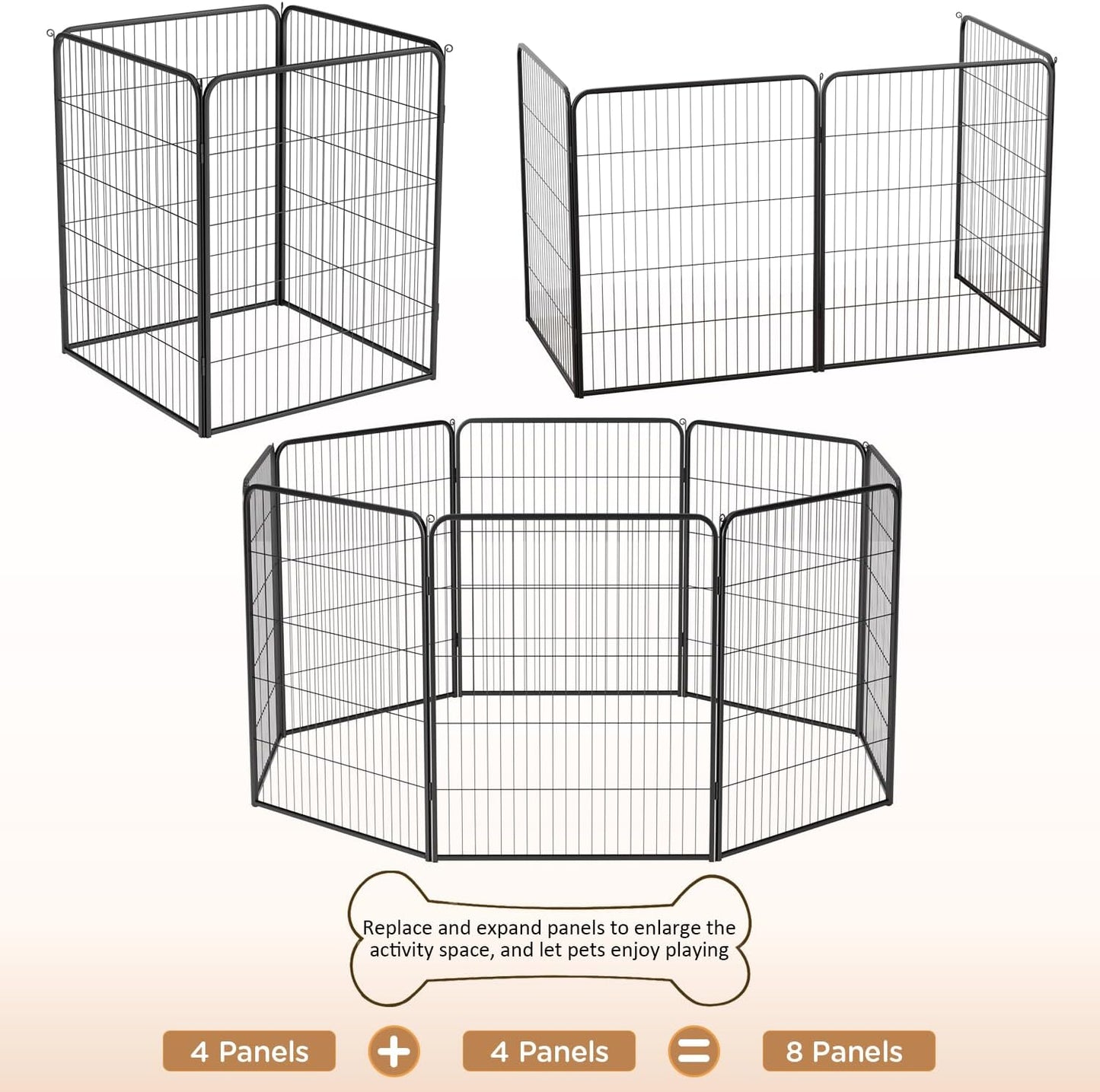 BestPet Dog Playpen Indoor 40 inch 4 Panels Metal Dog Pen Pet Dog Fence Outdoor Exercise Pen with Doors,Pet Puppy Playpen for RV Camping Yard, Black