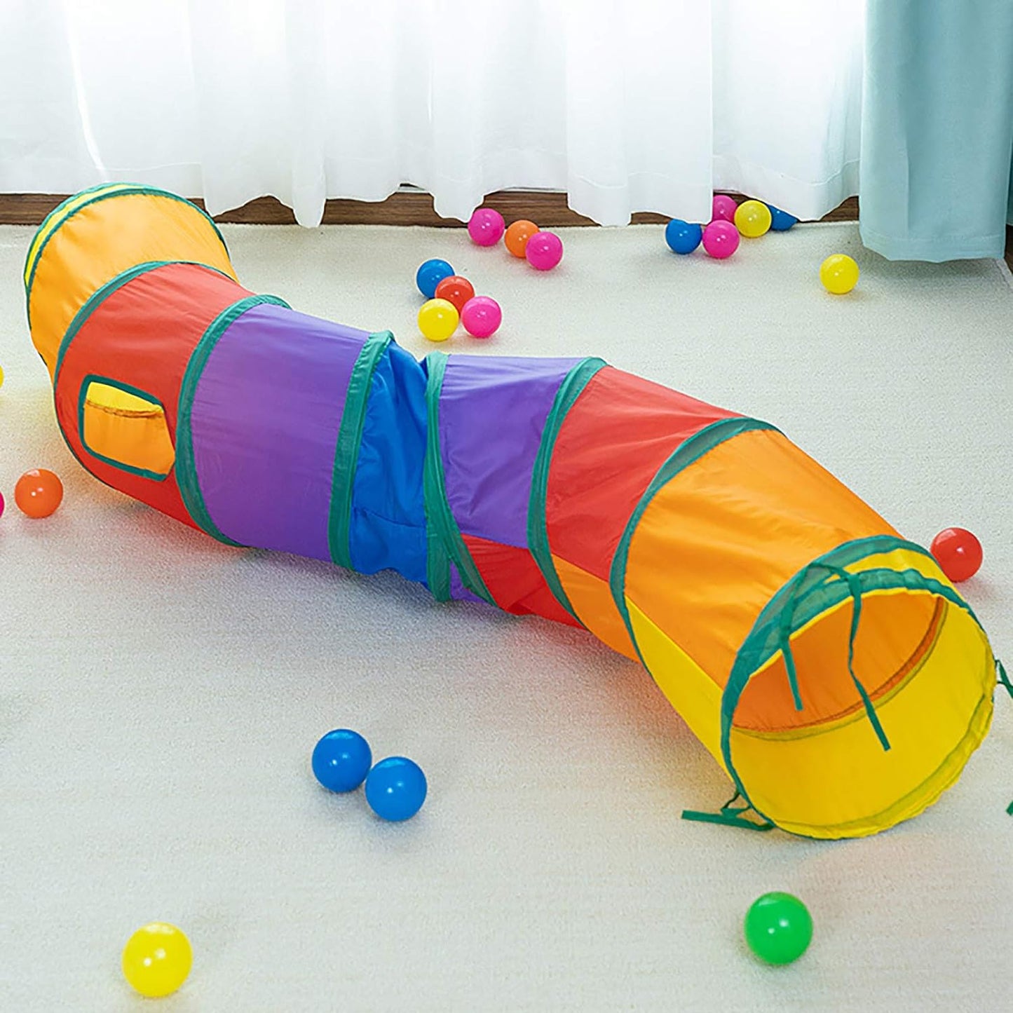 iCAGY Cat Tunnel for Indoor Cats Interactive, Rabbit Tunnel Toys, Pet Toys Play Tunnels for Cats Kittens Rabbits Puppies Crinkle Pop Up Blue 47" Shape S