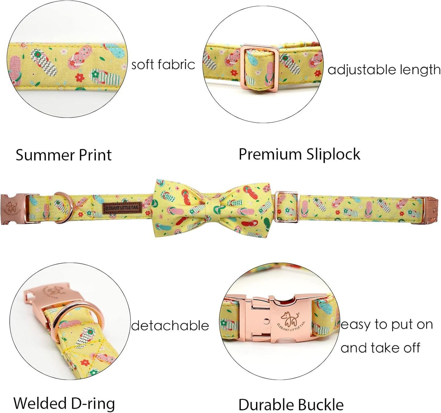 Elegant Little Tail's Cute Bowtie Dog Collar with Bow for X-Small Puppy and Cat