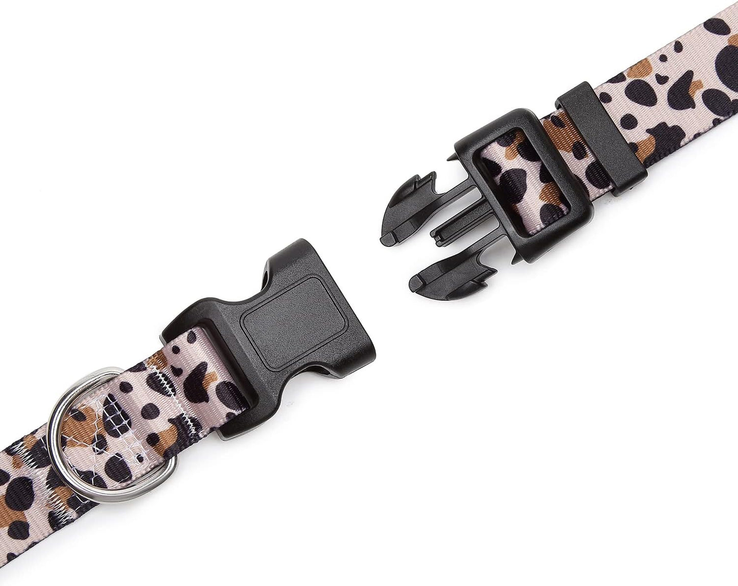 Mercano Adjustable Dog Collar - Special Design Patterns, Soft Nylon Comfortable Durable Pet Collar for Small Medium Large Dogs (M, Leopard)
