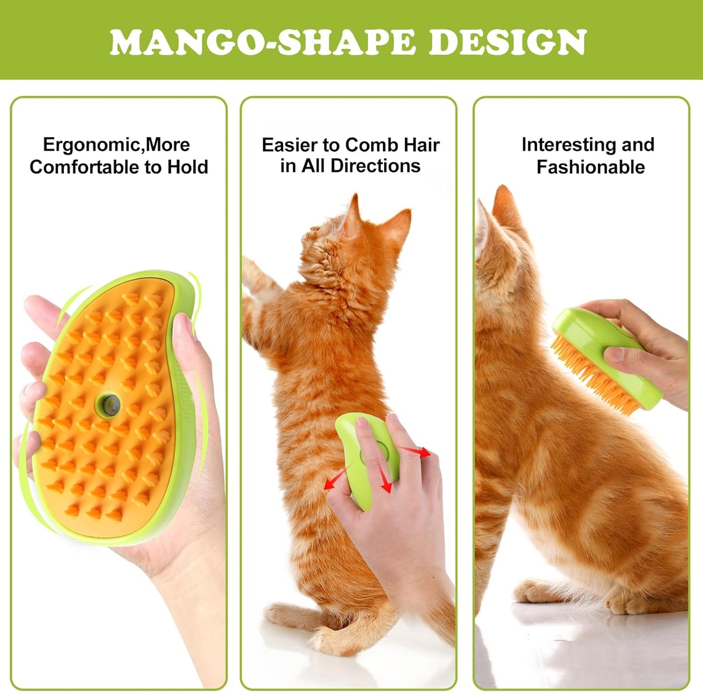 Steam Brush for Cats Shedding, 3 in 1 Steamy Water Pet Hair Removal Comb with Steamer, Spritz Comb for Dog, Indoor Cat Spray Mist Grooming Defur Brush, Cepillo Vapor Gato Perro, Steaming Cleaning Spa