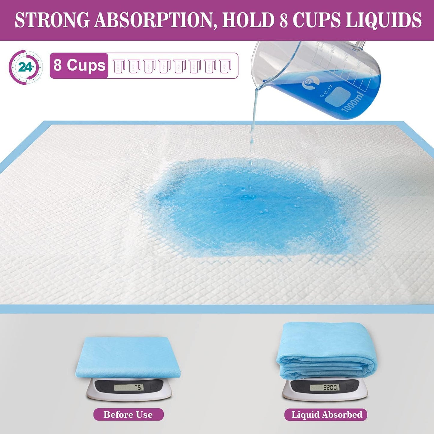 IMMCUTE Large Dog Pee Pads 28"x30"-50 Count | Large Puppy Pee Training Pads Super Absorbent & Leak-Proof | Disposable Pet Piddle and Potty Pads for Puppies | Dogs | Doggie