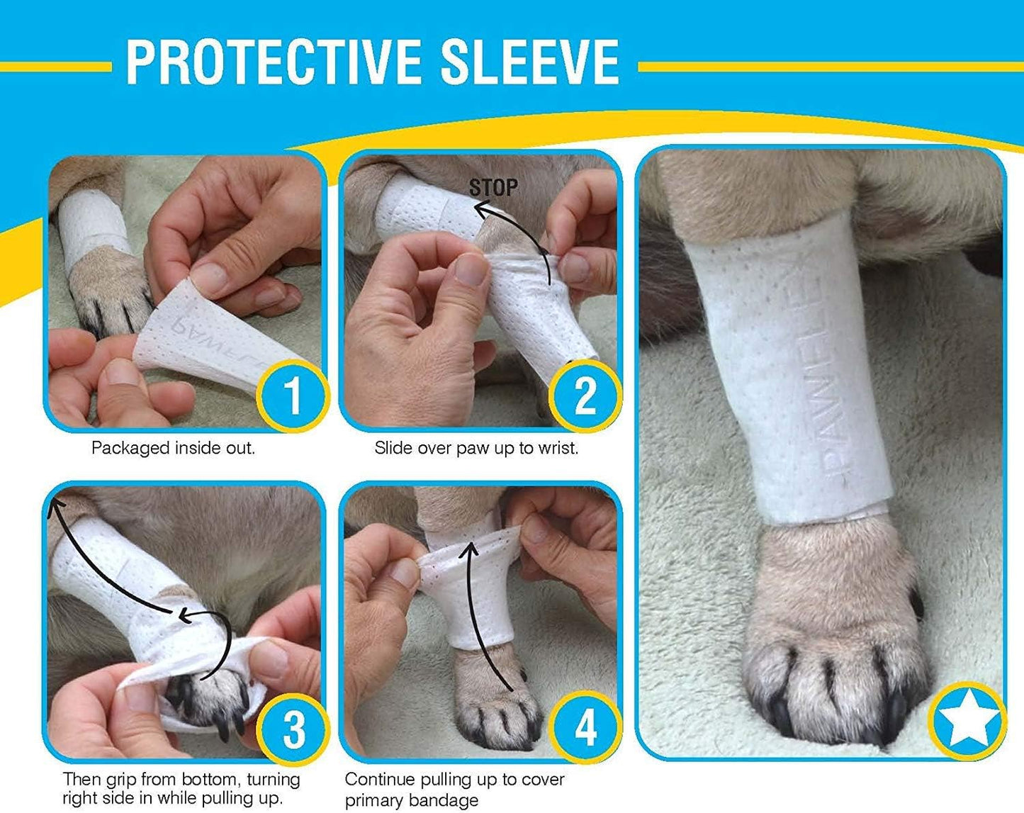 Protective Sleeve Tubular Cover - Bandages - for Dogs Cats and Other Pets First Aid Wound Care Comfortable Non-Adhesive Breathable & Water Resistant 12 Strips (yields 24-36 Covers)-(XX-Small)