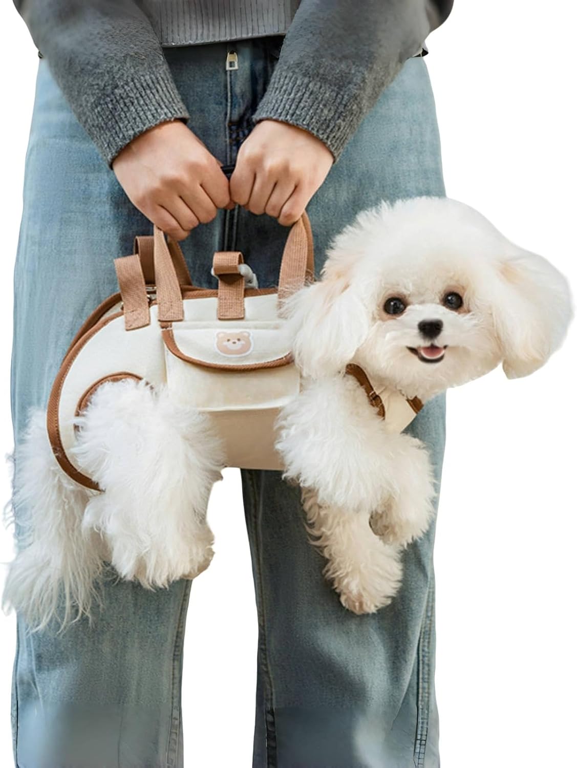 Portable Breathable Pet Carrier Sling & Backpack for Dogs & Cats, Adjustable Full-Body Harness with Traction Leash, Crossbody & Car-Friendly (Large)