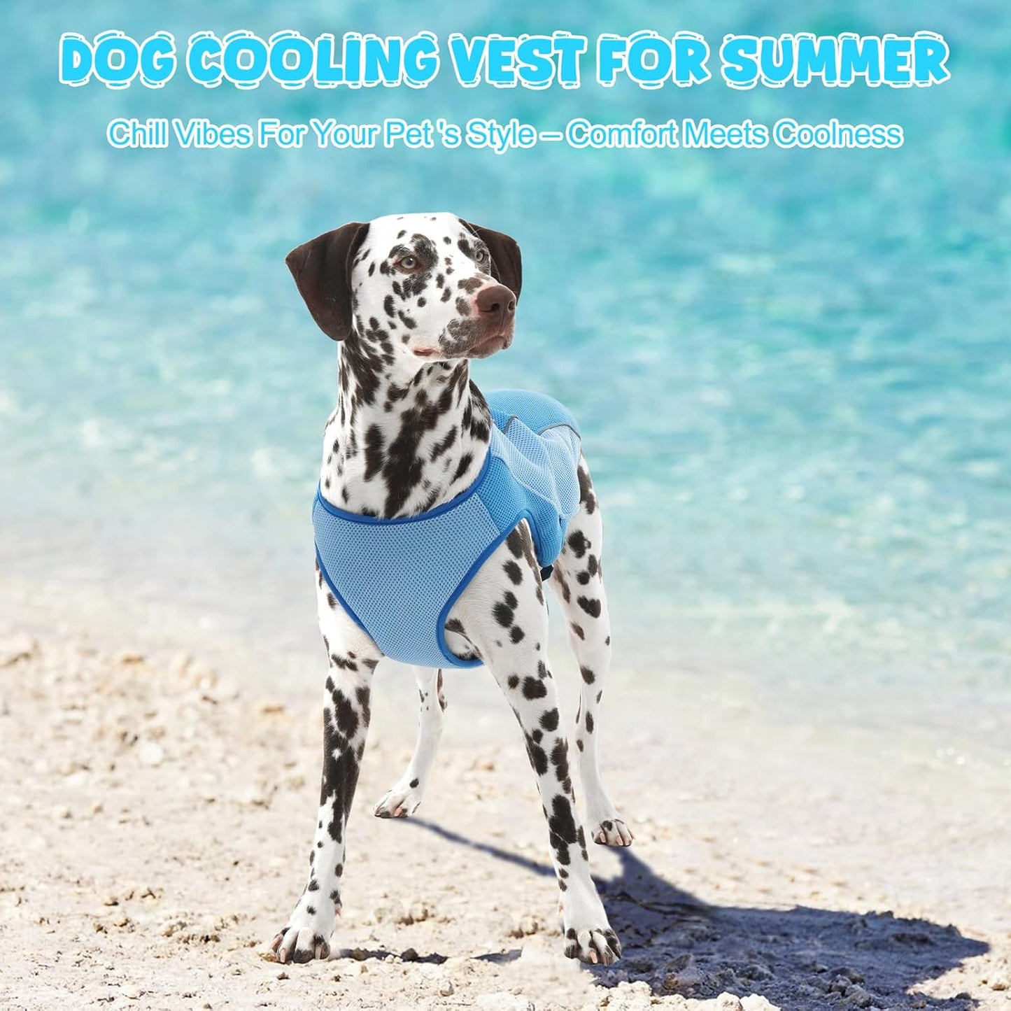 ROZKITCH Dog Cooling Vest, Evaporative Cooling Vest for Dogs with Breathable Mesh Material & Reflective Pipe, Adjustable Dog Cooling Vest Great for Large Dogs 3XL