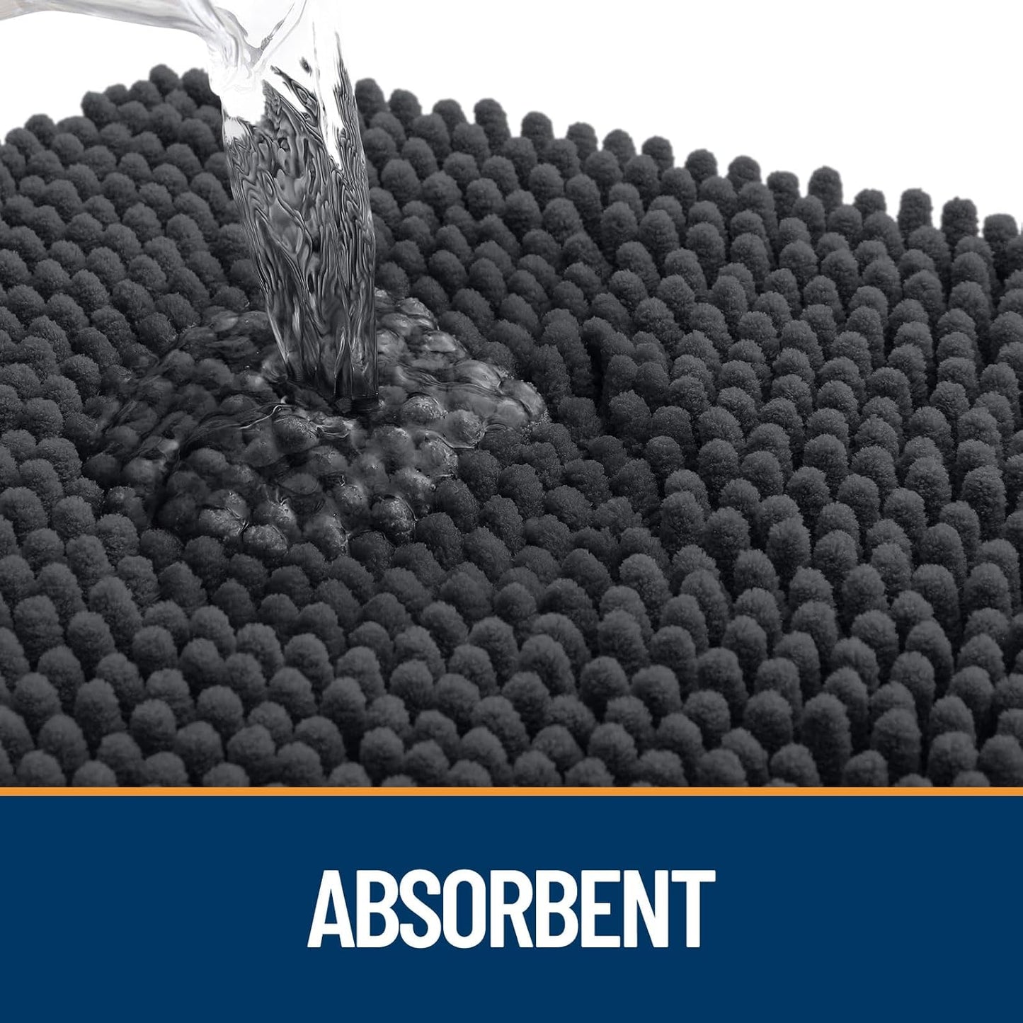 OLANLY Dog Door Mat for Muddy Paws 47x32, Absorbs Moisture and Dirt, Absorbent Non-Slip Washable Doormat, Quick Dry Chenille Mud Mat for Dogs, Entry Indoor Entryway Carpet for Inside Floor, Dark Grey