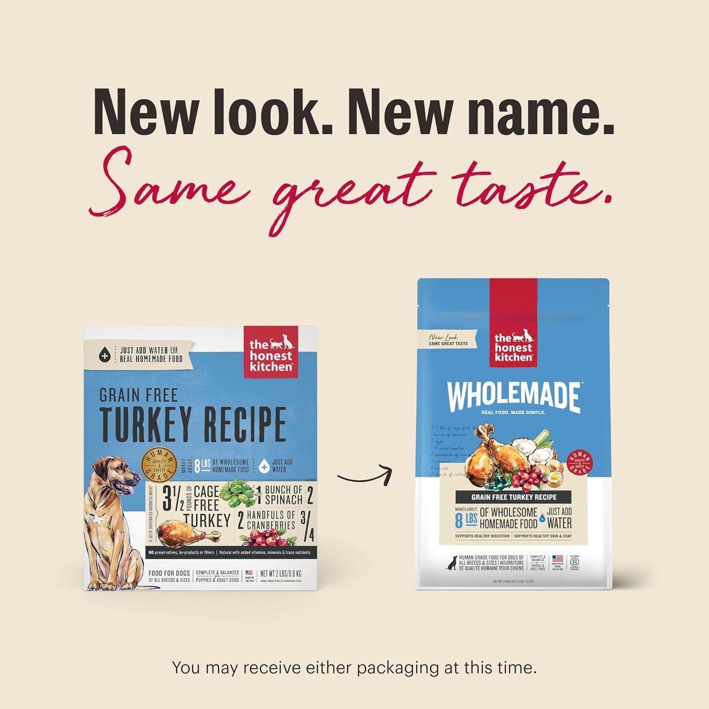 The Honest Kitchen Wholemade™ Grain Free Turkey Dog Food, 2 lb Bag