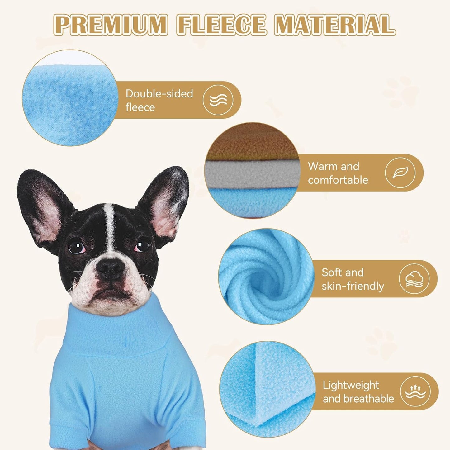 3 Pack Dog Sweaters for Large Dogs, Fleece Dog Sweater Large Pet Clothes Turtleneck Soft Warm Pet Sweatshirt Boy Girl(Gray+Blue+Coffee,L)