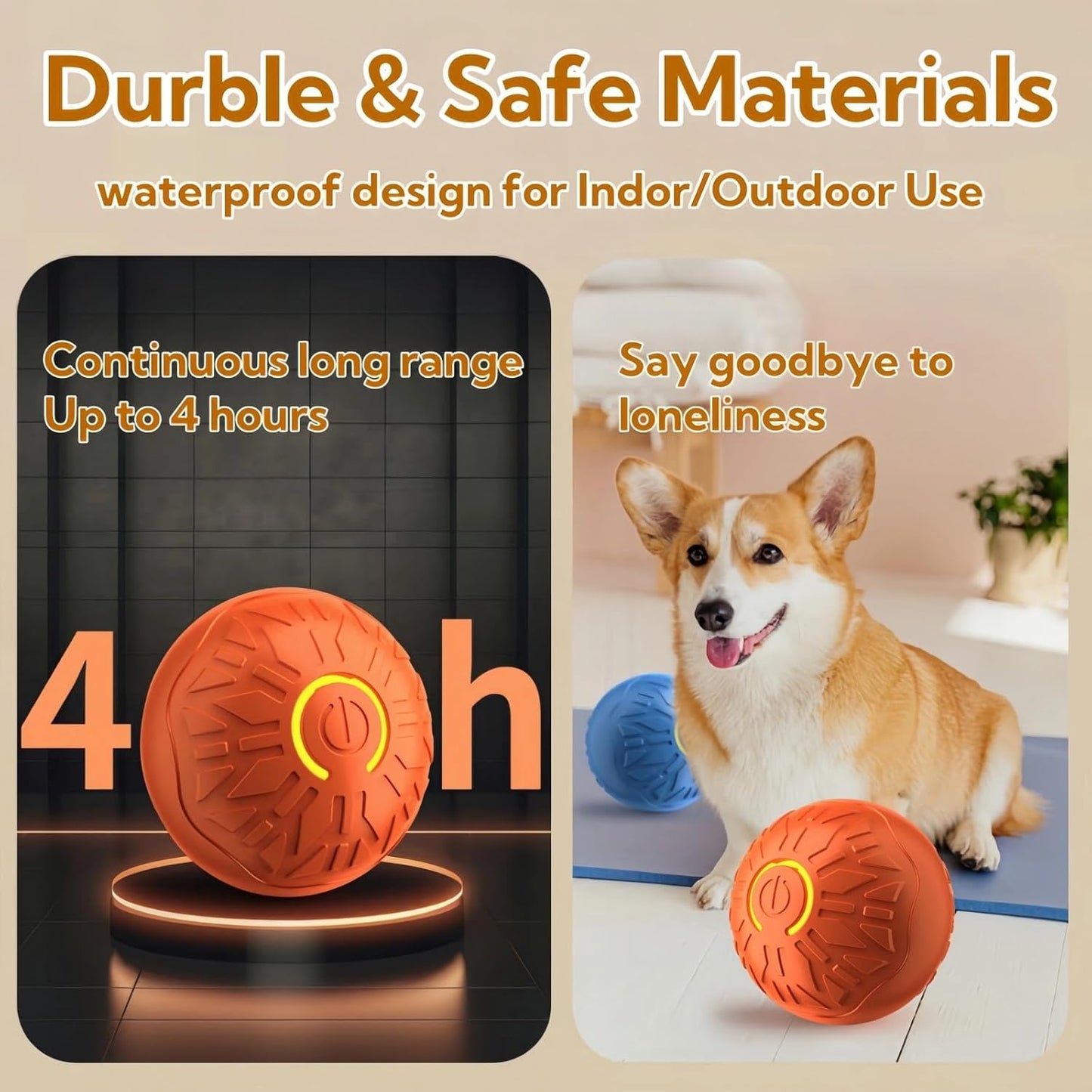 2025 New Interactive Dog Toys Dog Balls,Durable Motion Activated Automatic Rolling Ball Toys for/Small/Medium Dogs（Blue