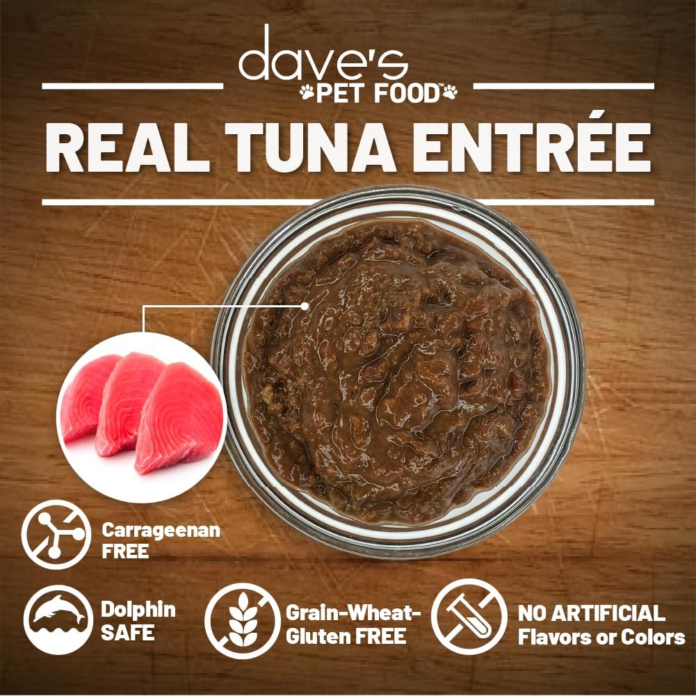 Dave's Pet Food Grain Free Wet Cat Food (Tuna Entrée in Gravy), Naturally Healthy Canned, Added Vitamins & Minerals, Wheat & Gluten-Free, 3 oz (24 Pack)