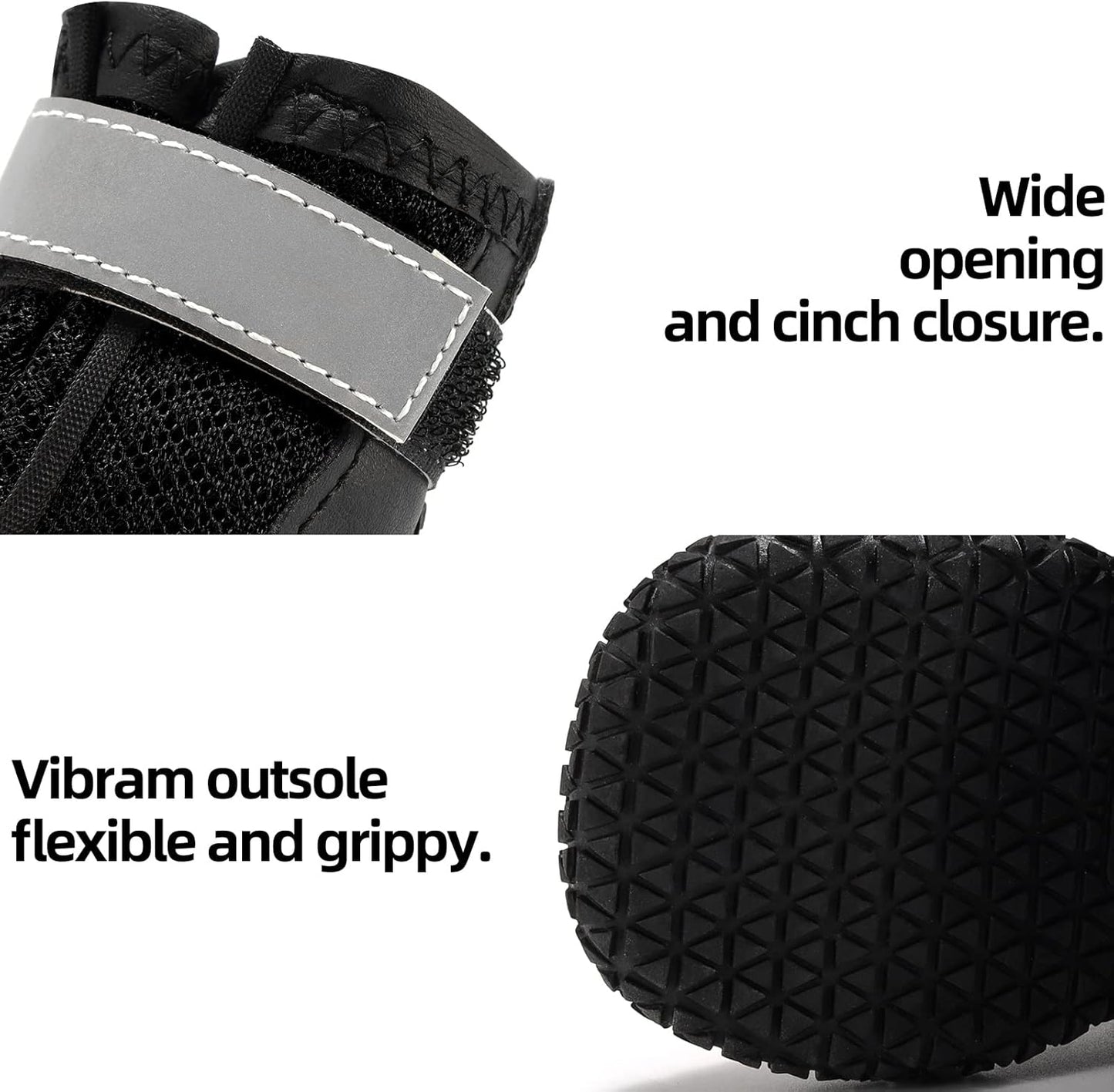 Hcpet Dog Boots for Large Dogs, Dog Shoes for Hot Pavement Winter Snow, Paw Protector Dog Booties Designed for Comfort and Breathability, Outdoor Booties for Small Medium Dogs for Hiking Black Size 7
