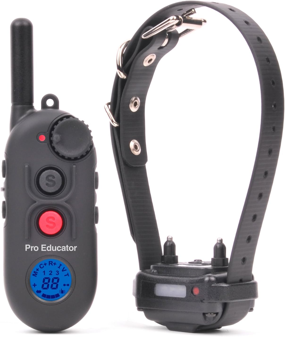 E-Collar - PE-900-1/2 Mile Remote Rechargeable Waterproof Trainer Pro Educator - Static, Vibration and Sound Stimulation Collar with PetsTEK Dog Training Clicker